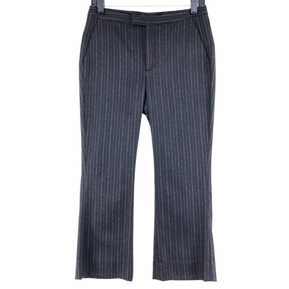 Alexander Wang Women Size 2 Trousers Pants Wool Multi Pinstripe Silk Lined Black